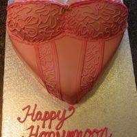 Happy Honeymoon Cake Chocolate WASC with whipped dark choclate ganache filling and dark chocolate ganache glaze under MMF. Fondant accents. All inspiration from...