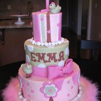 Birdie First Birthday Cake I made this for my daughter's first birthday- 4", 7", 10". Matched the invites. Buttercream with fondant accents,...