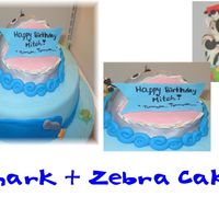 Shark And Zebra Cake This cake has a funny story. The birthday boy considers himself a shark with the ladies and the Zebra represent the ladies chasing him. He...