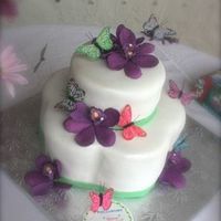 Mom's 70Th Birthday Cake This is my mom's 70th Birthday Cake. 2 Tier, Covered in fondany with gum paste flowers.