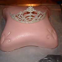 Topper For Birthday Cake Fondant covered carved cake with white chocolate crown. Placed it on top of a 12 inch round cake.