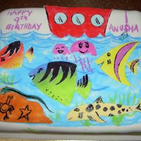 Sea World My daughter decorated this cake. All the fish are fondant coloured with pastel chalks. Please look at the original drawing done by my...