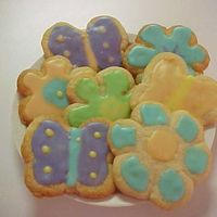 Sugar Cookies This is my first time using the poured icing and I love it. I forgot to get a picture of the really good ones, these are the left over ones...