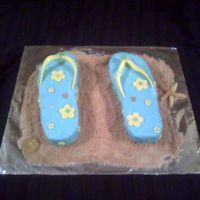 Flip Flop Cake Flowers and straps are made from gumpast.
