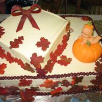 Fall Baby Shower Cake I made this for my daughter's sister-in-law. She wanted a fall themed baby shower cake, Our Little pumpkin. This was the best I could...