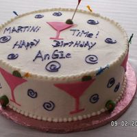 Margarita Time! 10" round iced in buttercream with fondant margarita glasses and olives.Thanks for looking!