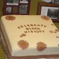 Square Cake 14 inch square, 3 layers for a work pot luck. (a large cake!) A butter cake with bavarian creme and strawberry filling covered in fondant,...