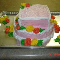 Strawberry Cake W/pink Frosting And Orange/yellow Flowers Just a cake I was making for no reason... I love baking!