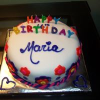 Flower Power This is a 10 inch round cake cover with fondant and fondant cutouts I made for my niece's birthday.