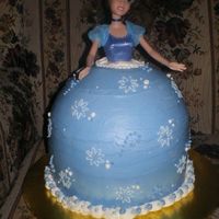 Cinderella Princess Cake Made for a friend and client who was having a princess themed birthday party. Client supplied a Cinderella barbie doll to use for the cake...