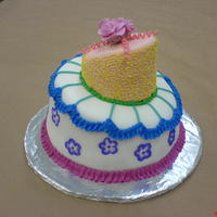 First Topsy Turvy This was my final cake from my Wilton Fondant and Tiered Cakes class. I incorporated everything I learned in the course.