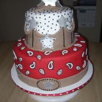 Bandana_Engagement.jpg Thanks to some great ideas from you guys, this turned out pretty cute. It was an engagement cake...sure hope I DON'T get the wedding....