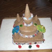Disater Sand Castle This should have had another larger round center layer, but while I was icing it, it totally disentegrated!!!! The whole thing was a mess...