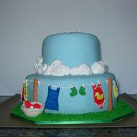 Clothesline Baby Shower The theme of the shower was "overalls," so I decided to go with the clothesline theme.