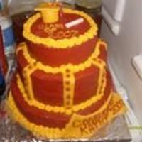 My First Cake Ever it was done in my sisters school colors, buttercream icing, somefondant designs