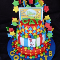 Dr. Seuss Graduation Cake Oh the places you'll go theme. Butter cream w/ mmf decorations