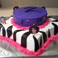 Zebra Cake Jonas brothers and Hannah Montana cutouts.