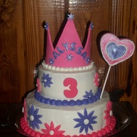 Princess Cake Fondant and gumpaste crown. Buttercream icing with fondant accents.