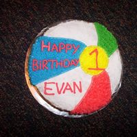Beach Ball This is the cake we used for my son to dig into for his first birthday