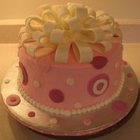 Girl Baby Shower All buttercream with fondant accents and fondant bow.