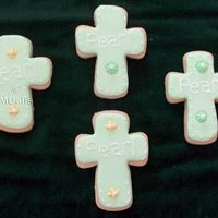Confirmation Crosses Didn't photograph very well. They are a nice light green. Antonia's icing with little buttercream drop flowers.