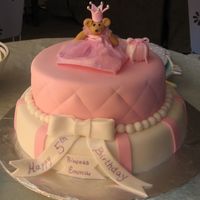 Princess Bear Cake This was a marble cake filled with caramel and covered in fondant. The bear was made of fondant as well.