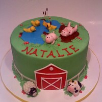 Barnyard Birthday Cake 8 inch round cake, buttercream with fondant details and animals