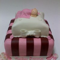 Baby Shower First fondant model of a baby. The baby is 50/50 mmf and gumpaste. The bottom tier is buttercream with fondant details, the pillow cake is...