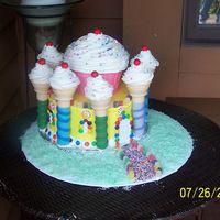 100_3223.jpg This is my first attempt at the wilton castle and Large cupcake, for my neice little girl's 1st birthday. TFL