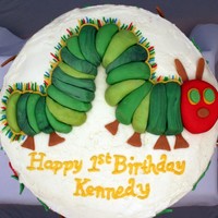 Very Hungry Caterpillar Buttercream icing with fondant accents.