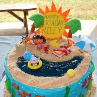 Dora At The Beach My daughter had a Dora themed pool party for her birthday. I got the idea for this cake from the cover of Woman's Day magazine. The...