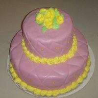 2 Tier Purple With Yellow Rose Quilted Cake This was my first tiered cake in Culinary School. I wasn't sure how these colors would work together........ What do you think?