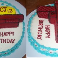 Watergun Cake This was a cake I made for my son's watergun birthday party. I made two layers and cut the top layer into the shape of the gun. This...