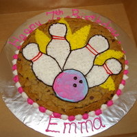 Bowling Cookie Cake My daughter requested a cookie cake this year for her "princess bowling" party.