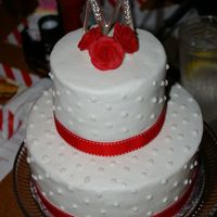 Two-Tier Round Wedding Cake My first attempt at a wedding cake (all buttercream). My neice got married on Valentine's Day, so she wanted a red/white theme. I...