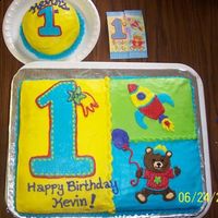 Hugs And Stitches Boys 1St Birthday 1st Birthday cake to match hugs and stitches decorations. 1/2 sheet and 6" smash cake