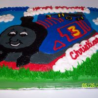 Thomas The Train Thomas the Train Birthday cake, 1/4 sheet done freehand in buttercream