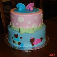 Twins Baby Shower Cake designed by the people throwing the shower....... it was done to match the invite.