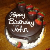 Quick Birthday Cake Gotta love ganache, even better strawberries dipped in ganache!