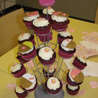 Baby Shower Cupcakes Cupcakes I made for baby shower at girl. Red Velvet cake with cream cheese frosting and fondant decorations. Inspiration by...