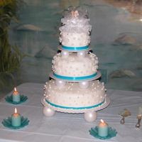 First Wedding Cake My first wedding cake for my daughter. I used BC with faux fondant technique. Pearls and flowers are made of fondant.