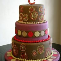 Mod Circular Wedding Cake This is a dummy cake I made inspired by aboriginal art and some table linens I found. All fondant and royal icing. It was fun to make, and...
