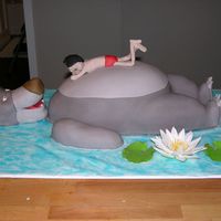 Baloo And Mowgli Jungle Book This is a cake I made for my daughter's 3rd Birthday.It was about 2 feet long. Mowgli is modeling chocolate and the Water Lily is...