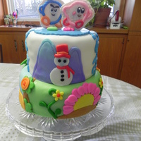 Kirby Epic Yarn Made for my son's 5th birthday, MMF, with some gumpaste for figures.