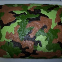 Army Camoflauge Buttercream frosting. Cake also camoflauged inside.