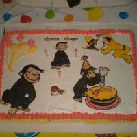 George Birthday Cake The white and borders are buttercream and the pictures are color flow.