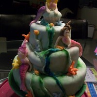 Underwater - Mermaid choc birthday cake covered in sugar paste - under water - mermaid