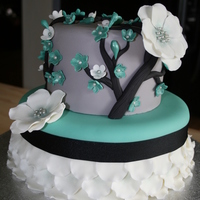Not Your Typical Cherry Blossom Cake 9" Vanila pound cake with vanilla buttercream and 6" Lemon cake with vanilla buttercream. I used MMF to cover the cake and a...