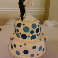 Nora Nora's Wedding. Polka dots in shades of blue on ivory fondant