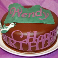Wendy Small cake w/ choc MMF. Decorated with my new Cricut cake.
